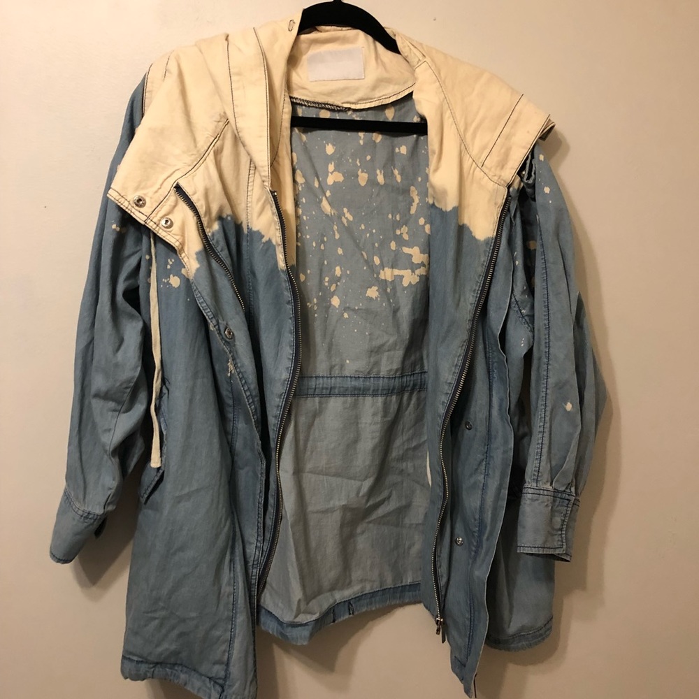Distressed studded jean light weight jacket